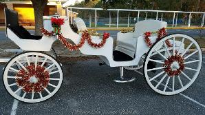 Carriages decorated for the holidays.