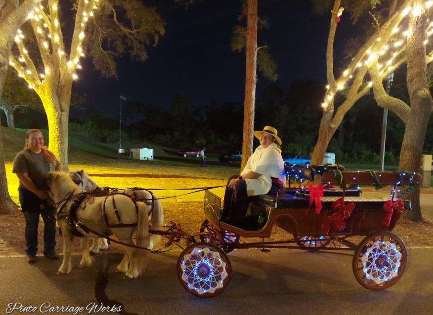 Our red wagonette ready to do a holiday carriage ride in Middleburg, FL.