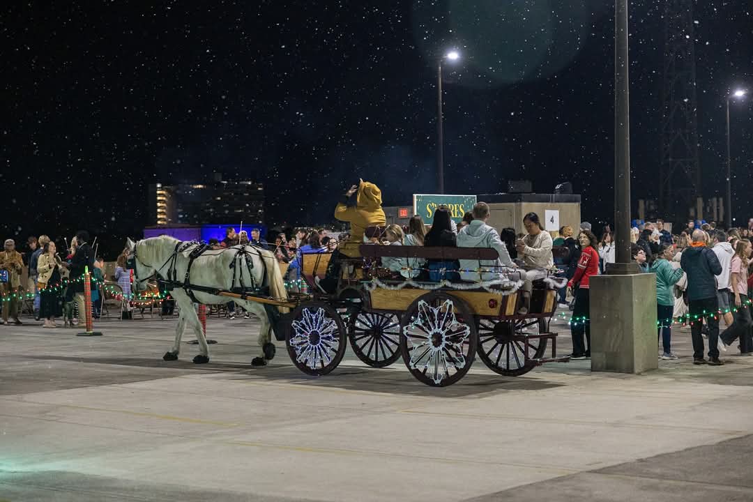 This is our Big Red Wagon giving a holiday light carriage tour under the stars in Middleburg, FL.